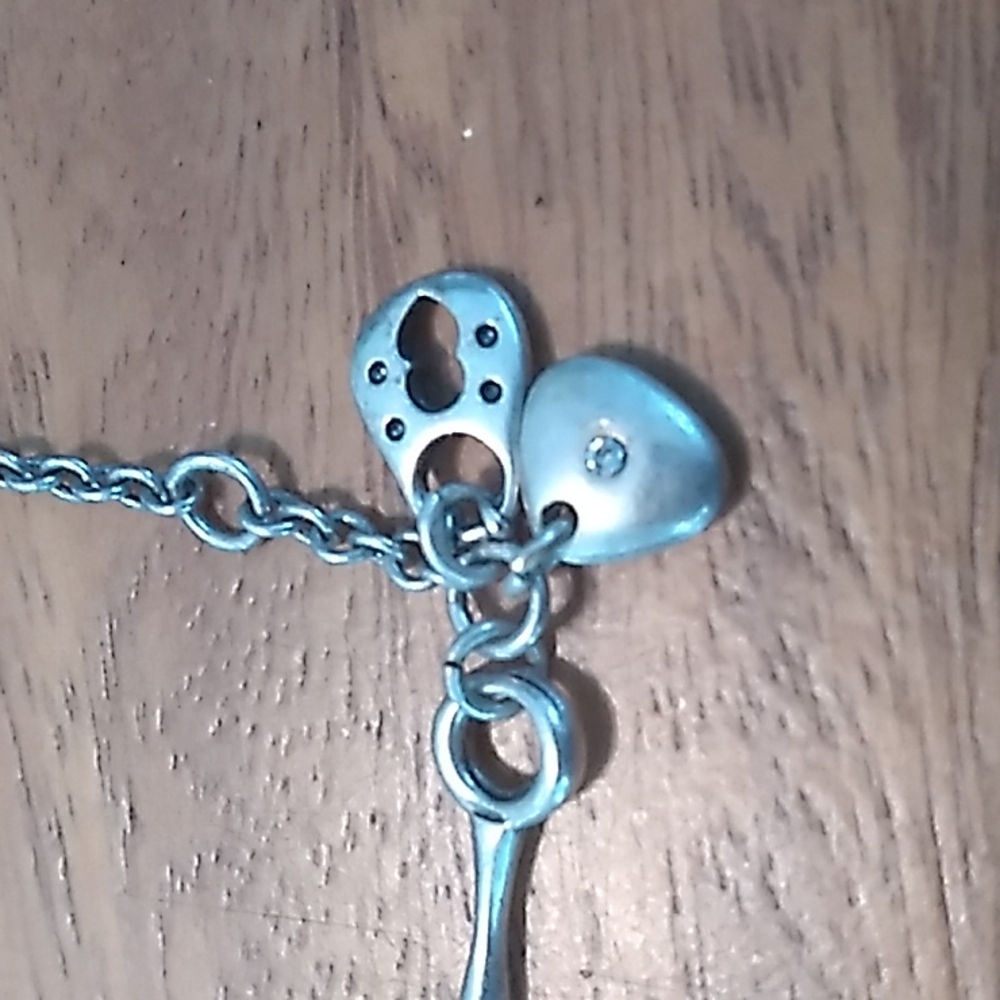 Silver Bird and Rhinestone Necklace - Picture 5 of 6